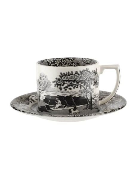 Spode Black Italian Çay Fincan + Tab
