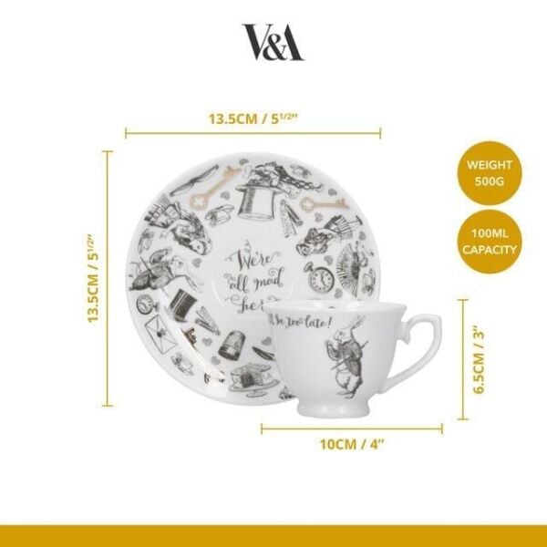 Mikasa x V&A Alice In Wonderland 100ml Porselen Kahve Fincanı