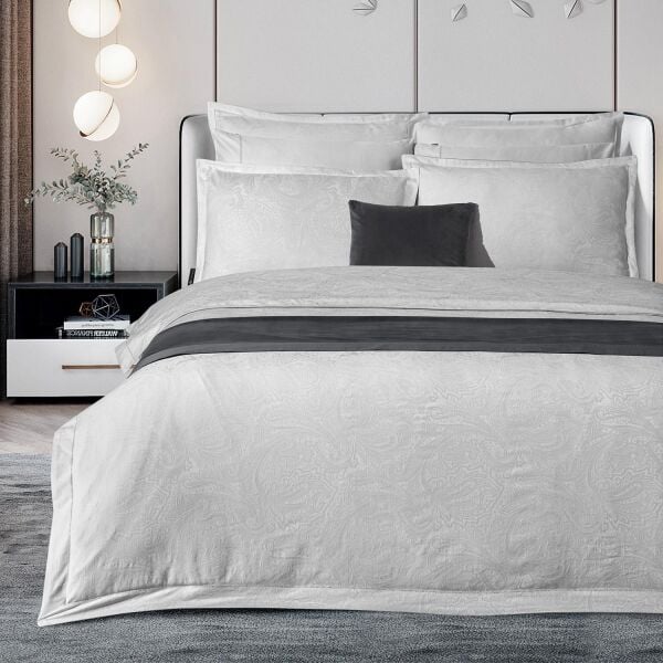 Sarev Borendo Jakarlı Nevresim Takımı 4 Yastık-Gri