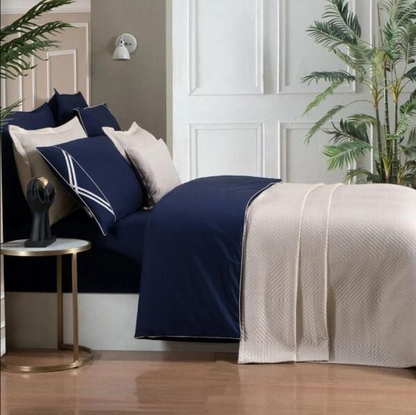 Sarev Kolmio Yatak Örtüsü Nevresim Takımı Bej Çift Kişilik