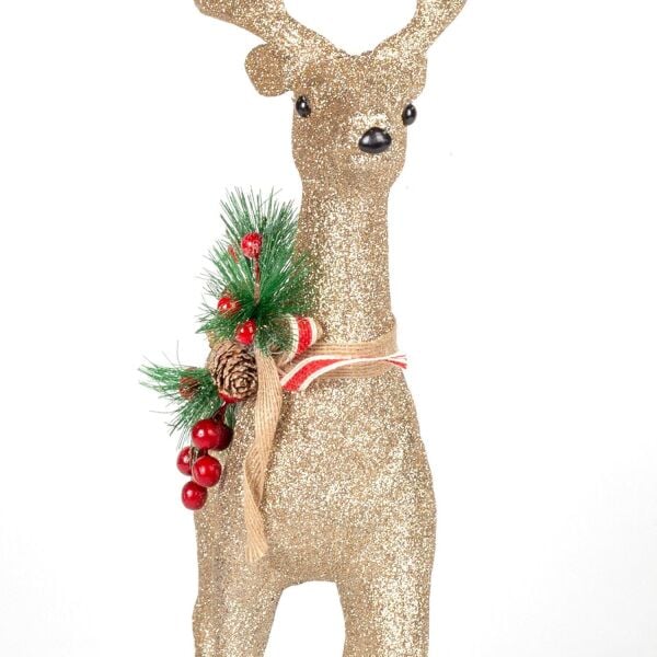 Yılbaşı Süsü Ren Geyiği Figürü Dore 45x33 Cm.