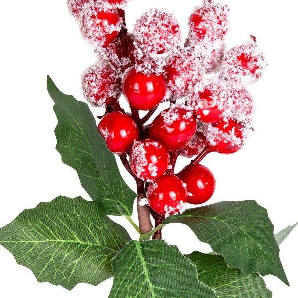 Yılbaşı Çiçeği Pike Karlı Berry Kırmızı-Yeşil 30 Cm.