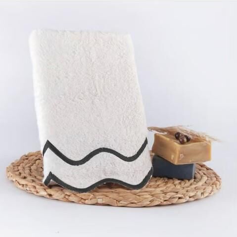 Nazik Home Helena Çizgi Nakışlı Pamuk Havlu Antrasit 30X50