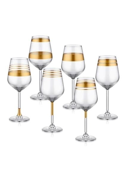 The Mia Lines Şarap Kadehi 6'lı Set -Gold