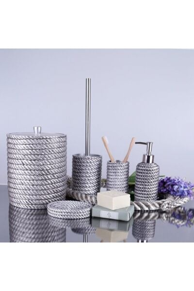 Selim Dekor Rope Banyo Seti Gümüş