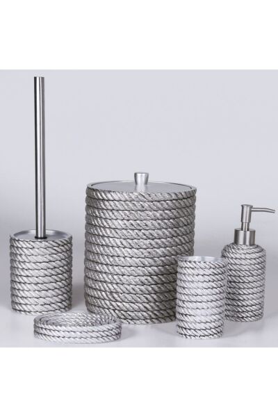 Selim Dekor Rope Banyo Seti Gümüş