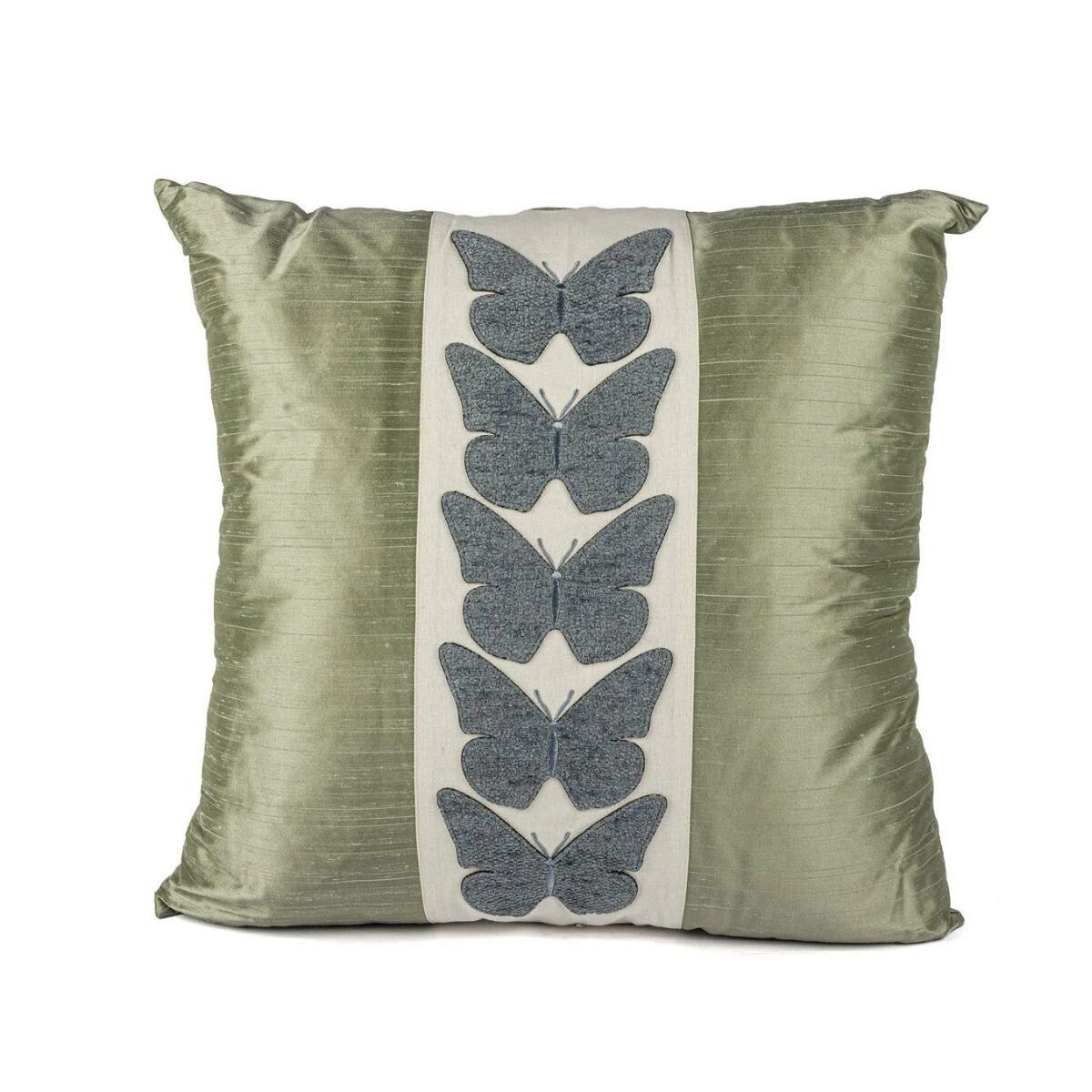 Mikasa Moor Alara Mavi Yeşil Kelebekli bordürlü 50x50 Yastık