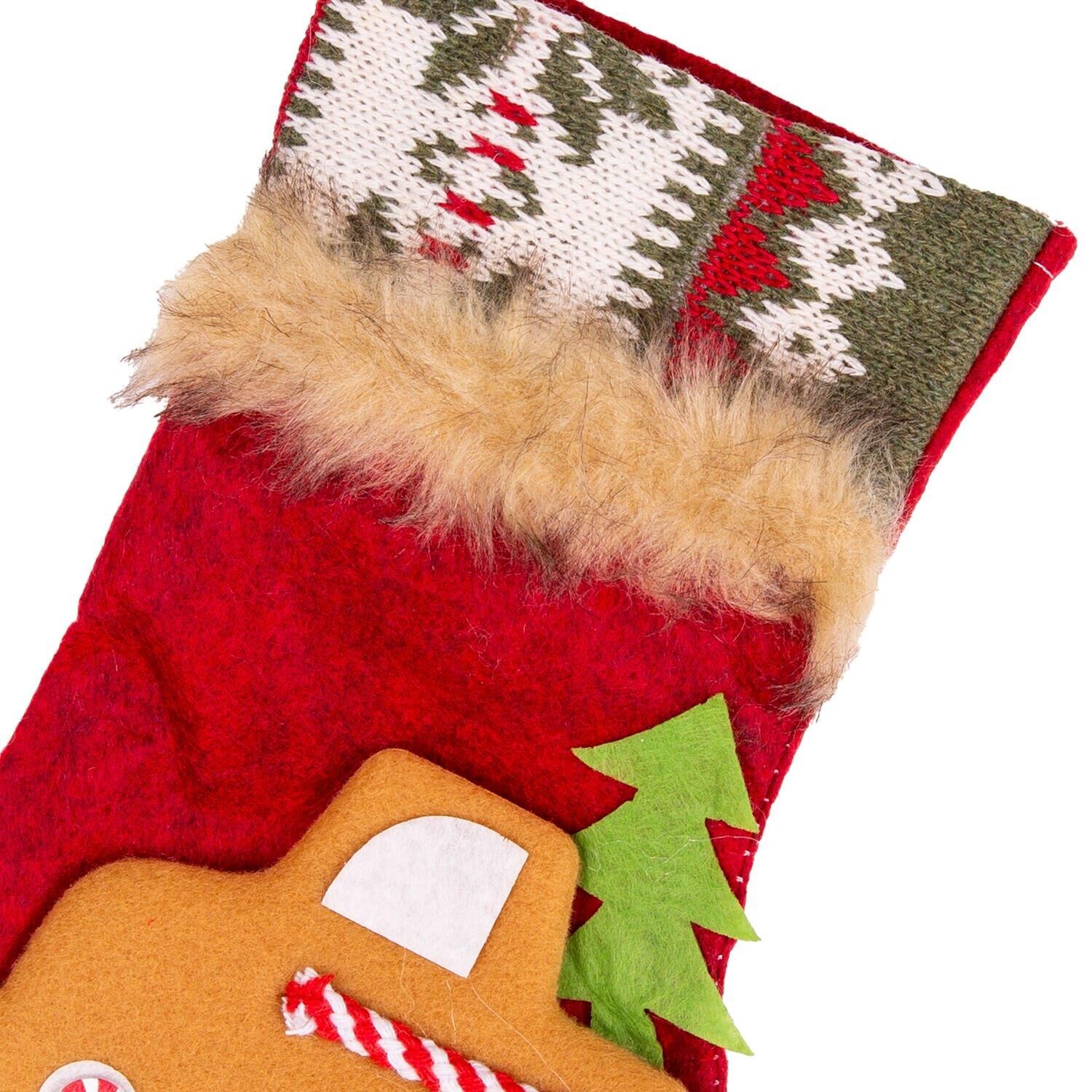 Yılbaşı Ağaç Süsü Kırmızı Çorap Araba Figürlü Kırmızı 15x24 cm