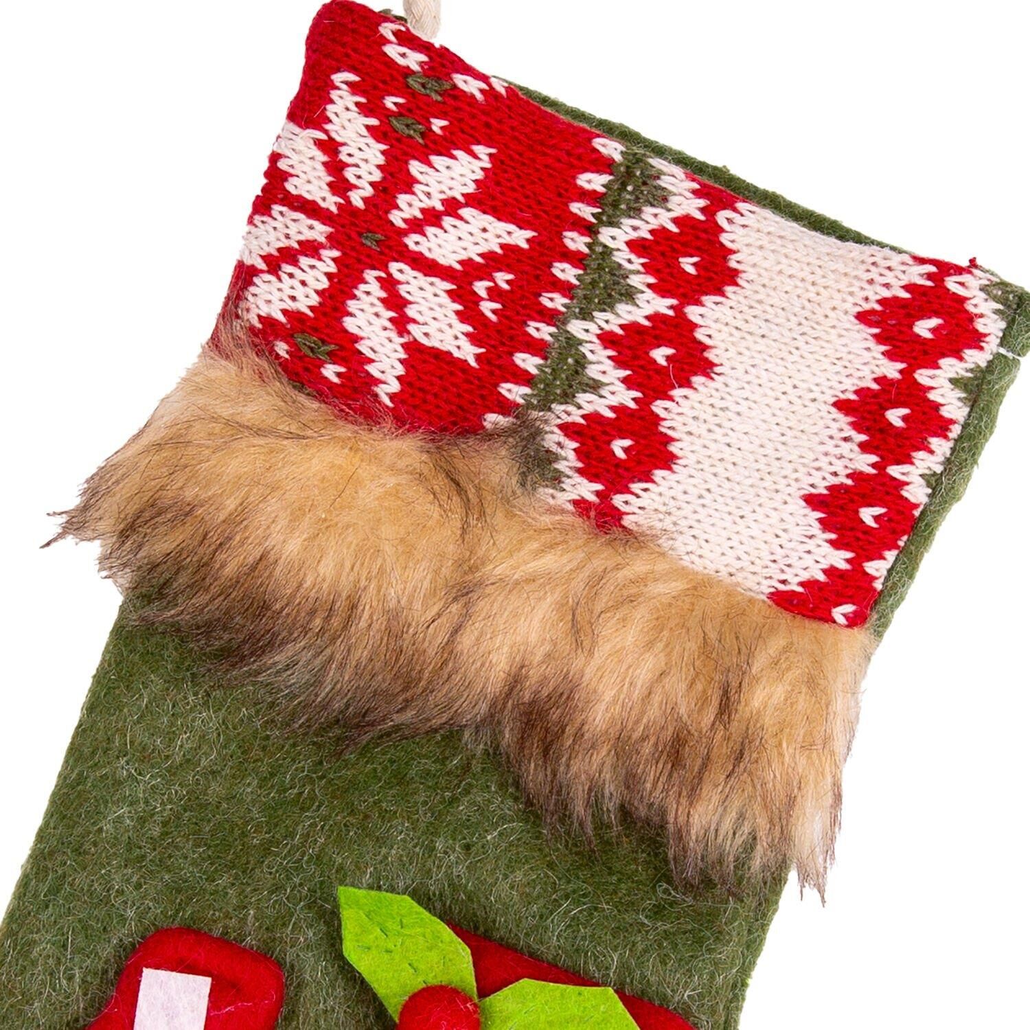 Yılbaşı Ağaç Süsü Çorap Tren Figürlü Yeşil 15x24 Cm.