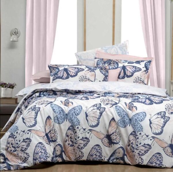 Sarev Clipper Fancy Poplin Nevresim Takımı Pembe Çift Kişilik