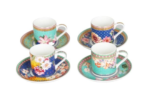 Lucky Art Camellia Bone 4lu Bone Kahve Fincan Seti 100 ml