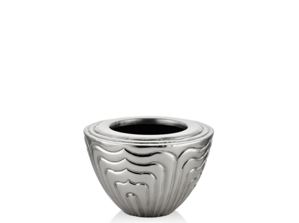 Lamedore Karter Gümüş Küçük Vazo 14,5 x 14,5 x 15 Cm