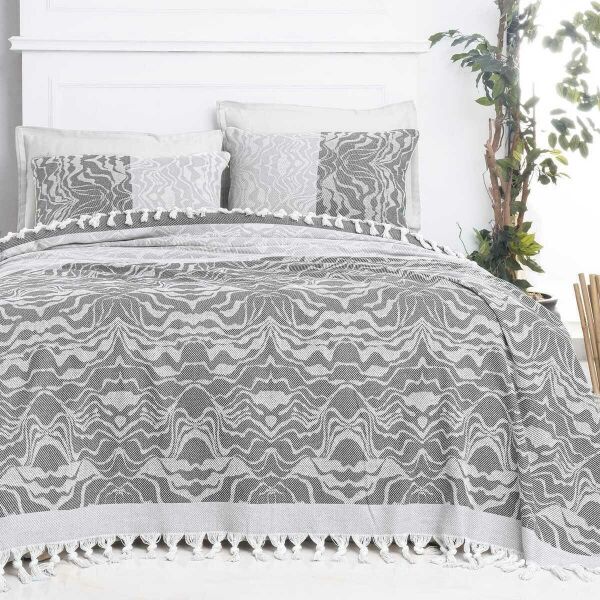 Sarev Escape Yatak Örtüsü Gri Çift Kişilik