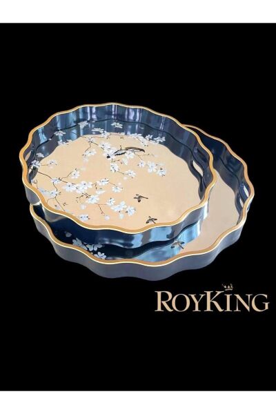 Royking Peafowl 2 li Yuvarlak Tepsi 39x4 ve 34x4