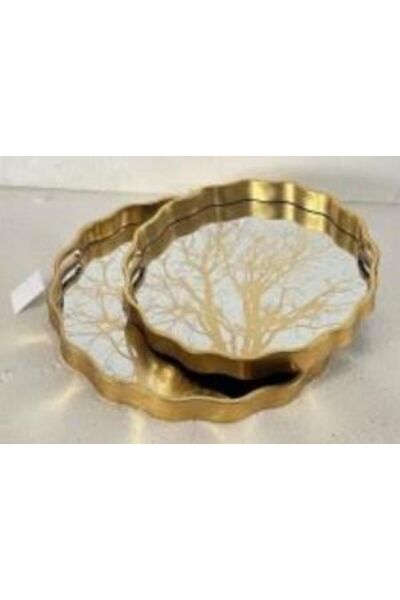 Royking Maya 2'li Yuvarlak Tepsi 39x4 Ve 34x4