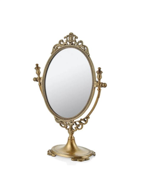 Lamedore Beauty Antik Gold Oval Masa Aynası 25 x 10 x 37 Cm