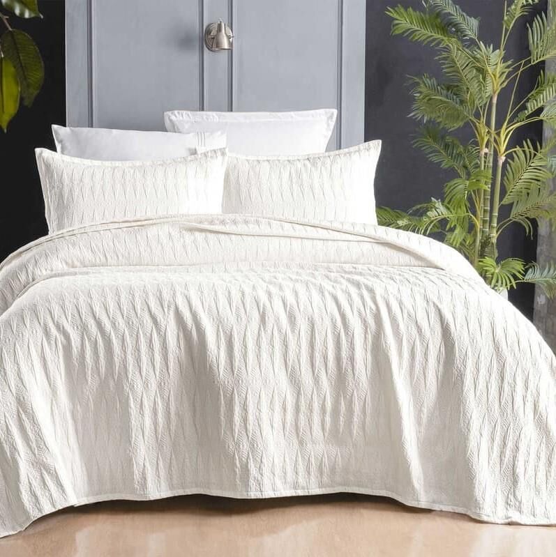 Sarev Doris Yatak Örtüsü Ekru Çift Kişilik