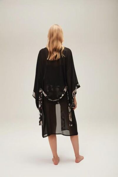 Nazik Home Jena Sabahlık Şort Büstiyer 3'lü Takım Siyah S