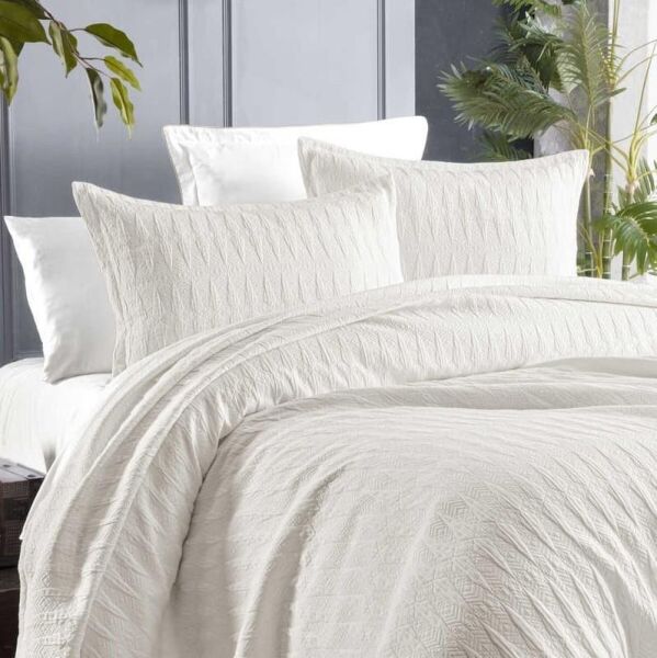 Sarev Doris Yatak Örtüsü Ekru Tek Kişilik