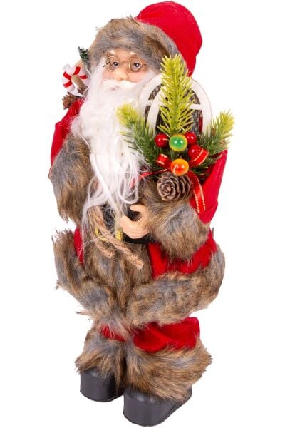 Yılbaşı Noel Baba Hediye Çuvallı Yılbaşı Dekorlu Kırmızı 30 cm