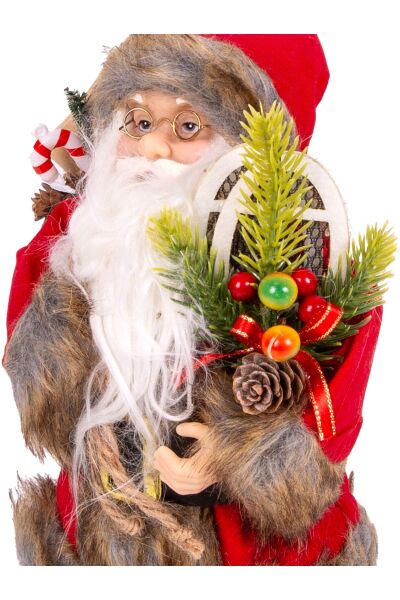Yılbaşı Noel Baba Hediye Çuvallı Yılbaşı Dekorlu Kırmızı 30 cm