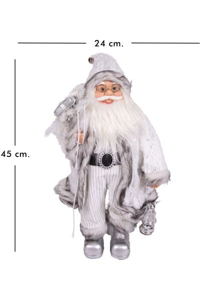 Yılbaşı Noel Baba Hediye Çuvallı Pelüş Ayı Dekorlu Gold 30 cm