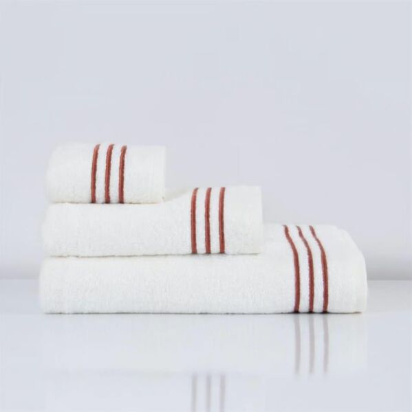 Nazik Home Zen Çizgi Nakışlı Havlu Kiremit 90X150