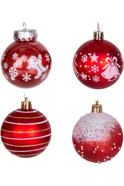 Yılbaşı Ağaç Süsü Yılbaşı Ağaç Topu 16 Lı Set Kırmızı 6cm