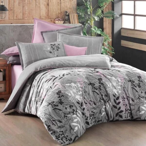 Sarev İnes Flanel Nevresim Takımı Gri Çift Kişilik