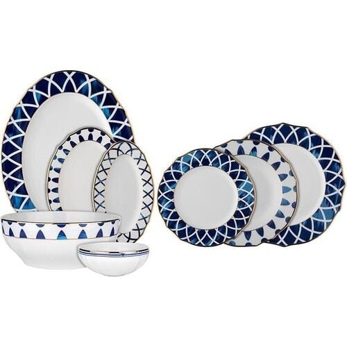 Koleksiyon Evaliza Poetica 61 Parça Arya Mavi Yemek Takımı