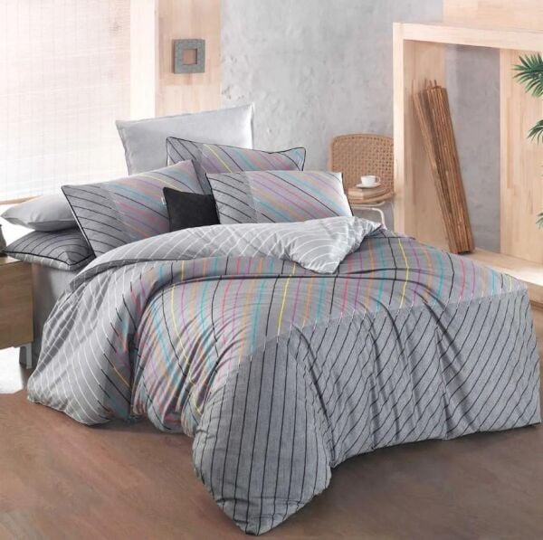 Sarev Tina Fancy Poplin Nevresim Takımı Tek Kişilik Gri