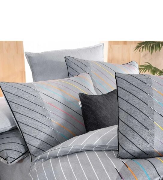 Sarev Tina Fancy Poplin Nevresim Takımı Tek Kişilik Gri