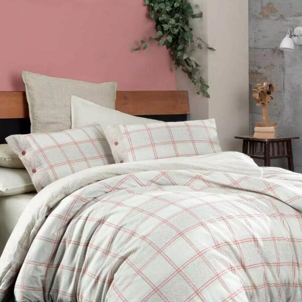 Sarev Arves Flanel Nevresim Takımı Bej Çift Kişilik