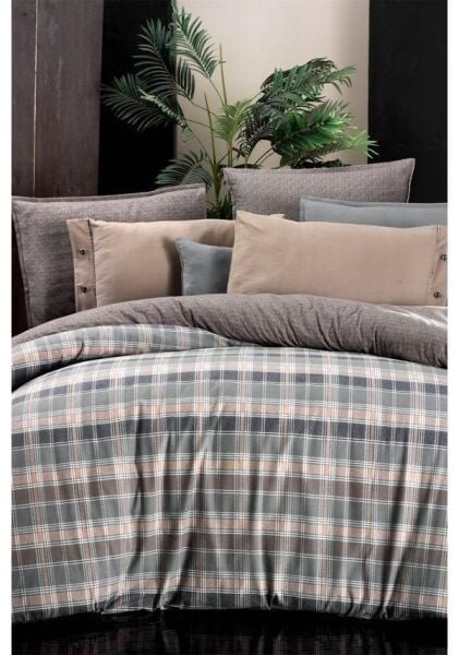 Sarev Arno Flanel Nevresim Takımı Gri Çift Kişilik