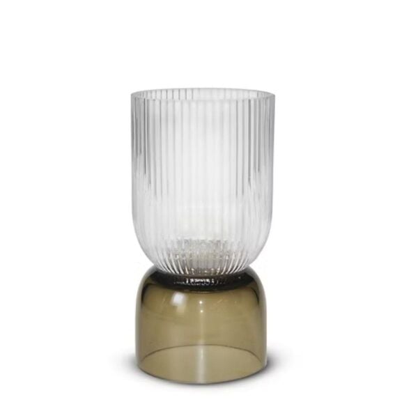 Pozzi Milano Cam Vazo 9 x 9 x 18 cm - Şeffaf-Kahve