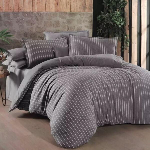 Sarev Sandro Flanel Nevresim Takımı Gri Çift Kişilik