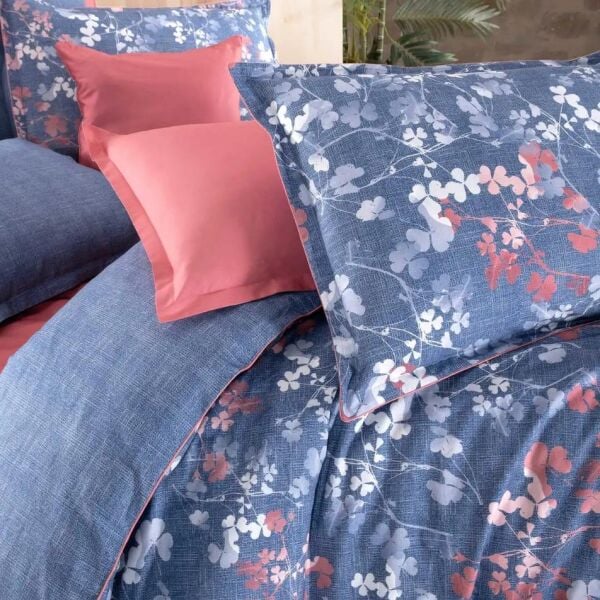 Sarev Enola Fancy Poplin Nevresim Takımı Mavi Çift Kişilik