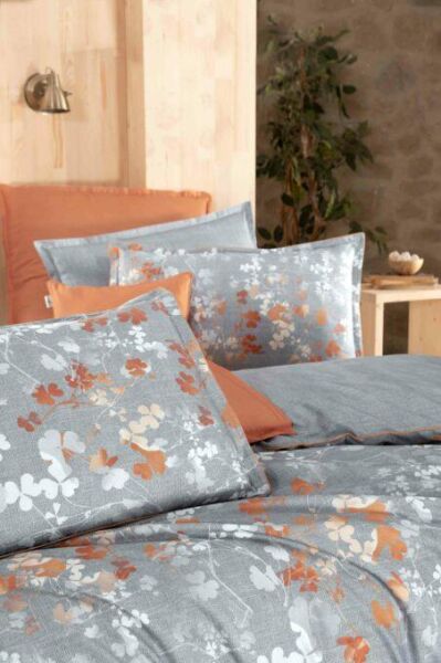 Sarev Enola Fancy Poplin Nevresim Takımı Gri Çift Kişilik