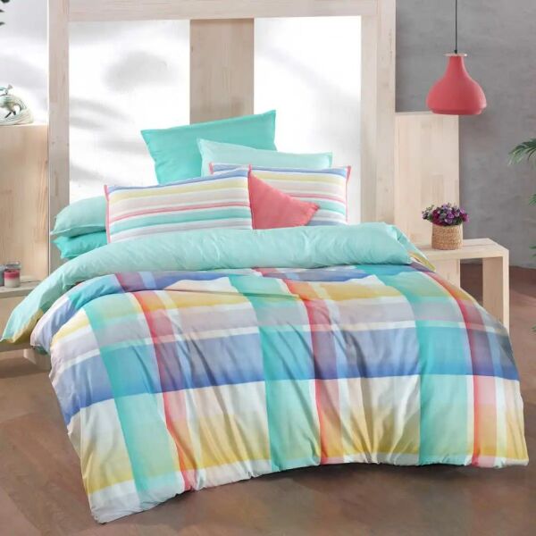 Sarev Vegas Fancy Poplin Nevresim Takımı Mint Çift Kişilik