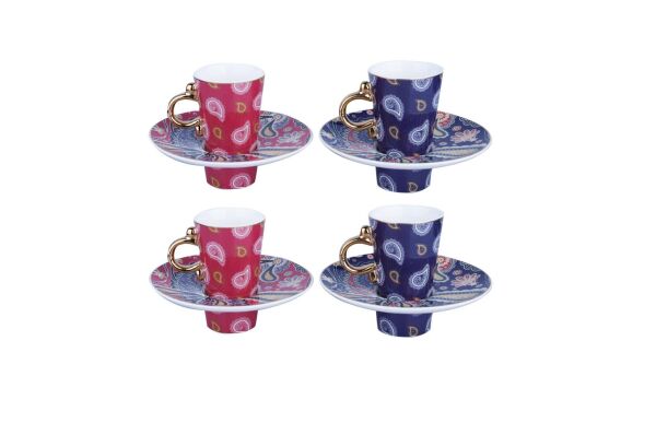 Lucky Art Eliza Bone 4'lu Kahve Fincan Seti