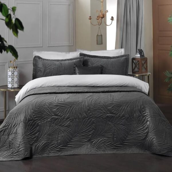 Sarev Clara Yatak Örtüsü Gri Çift Kişilik