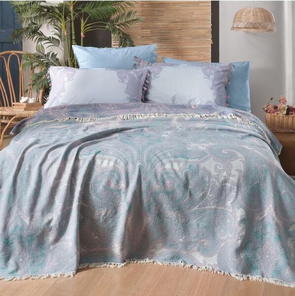 Sarev Delroy Pike Takımı Çift Kişilik 2 Yastık Gri