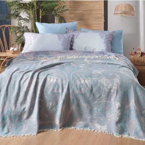 Sarev Delroy Pike Takımı Çift Kişilik 2 Yastık Gri