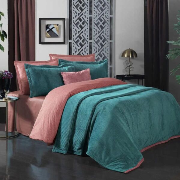 Sarev Dolce Vita Yatak Örtüsü Petrol Çift Kişilik