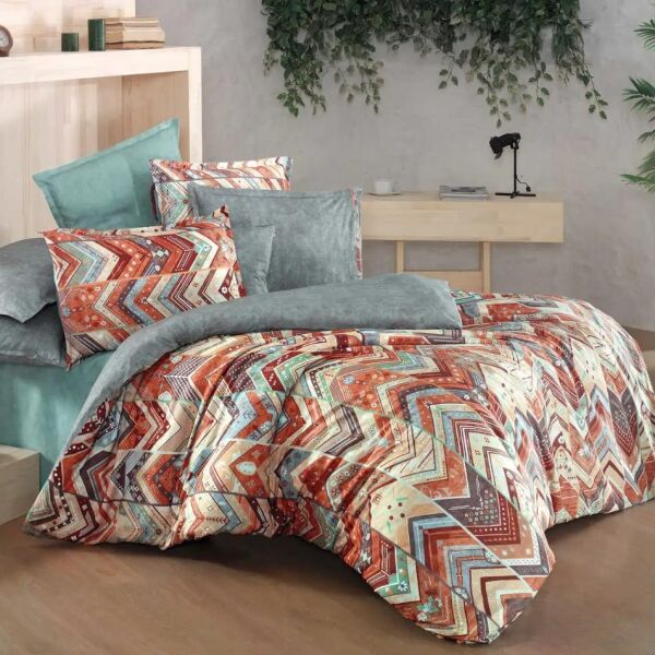 Sarev Izla Fancy Poplin Nevresim Takımı Taba Çift Kişilik