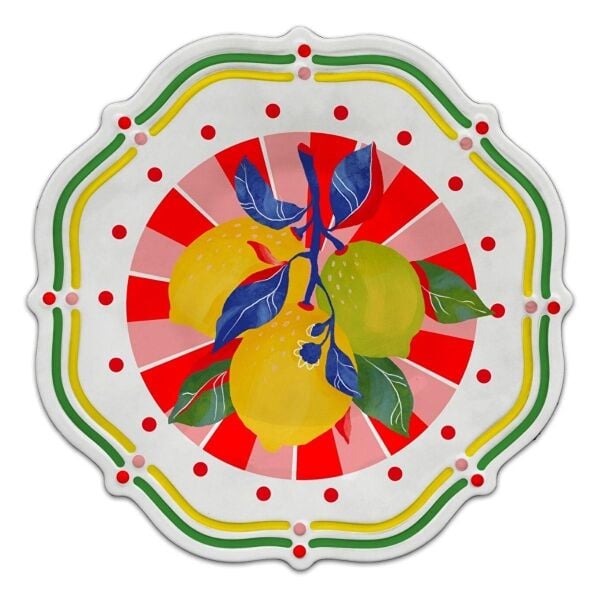 Baci Milano Dolce Vita Limon 6'lı Pasta Tabağı 22 cm Melamin
