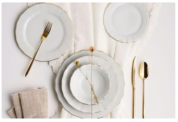 Porland Wavy Altın Yaldız 60 Parça 12 Kişilik Yemek Takımı