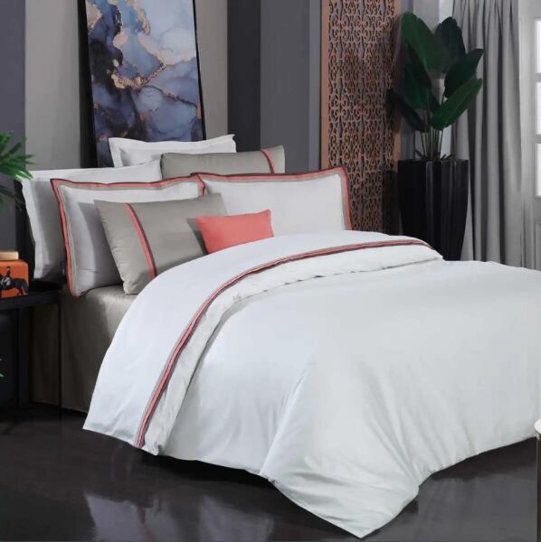 Sarev Minsk Saten Nevresim Bej Çift Kişilik