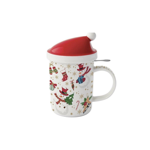 Easy Life Porselen Kupa, Kapaklı ve Metal Demlikli 370 ml 6 Farklı Tasarım