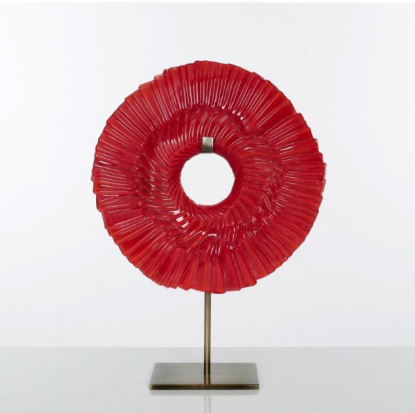 Vitale Dekoratif Cam Disk 20 cm Kırmızı